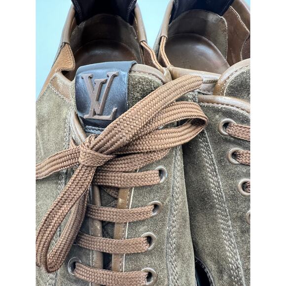 Louis Vuitton Leather Suede Low Top Sneakers Trainers Lace Up Brown Men's 10.5 - Picture 2 of 15